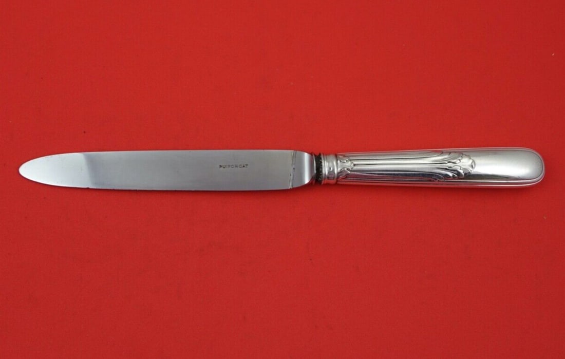 Puiforcat Rochambeau .950 Silver Dinner Knife 9 3/4" France Flatware: Puiforcat Rochambeau .950 Silver Dinner Knife 9 3/4" France Flatware This elegant dinner knife from the Rochambeau pattern by Puiforcat is crafted from .950 silver, showcasing exquisite French craftsm