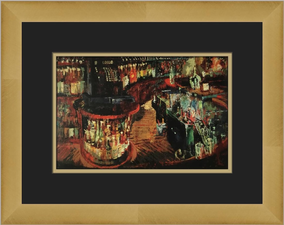 LeRoy Neiman Ricardo's Bar Custom Framed Lithograph Art Print: LeRoy Neiman Ricardo's Bar Custom Framed Lithograph Art Print This stunning custom framed print titled "Ricardo's Bar" by renowned artist LeRoy Neiman captures the vibrant essence of Chicago's culture