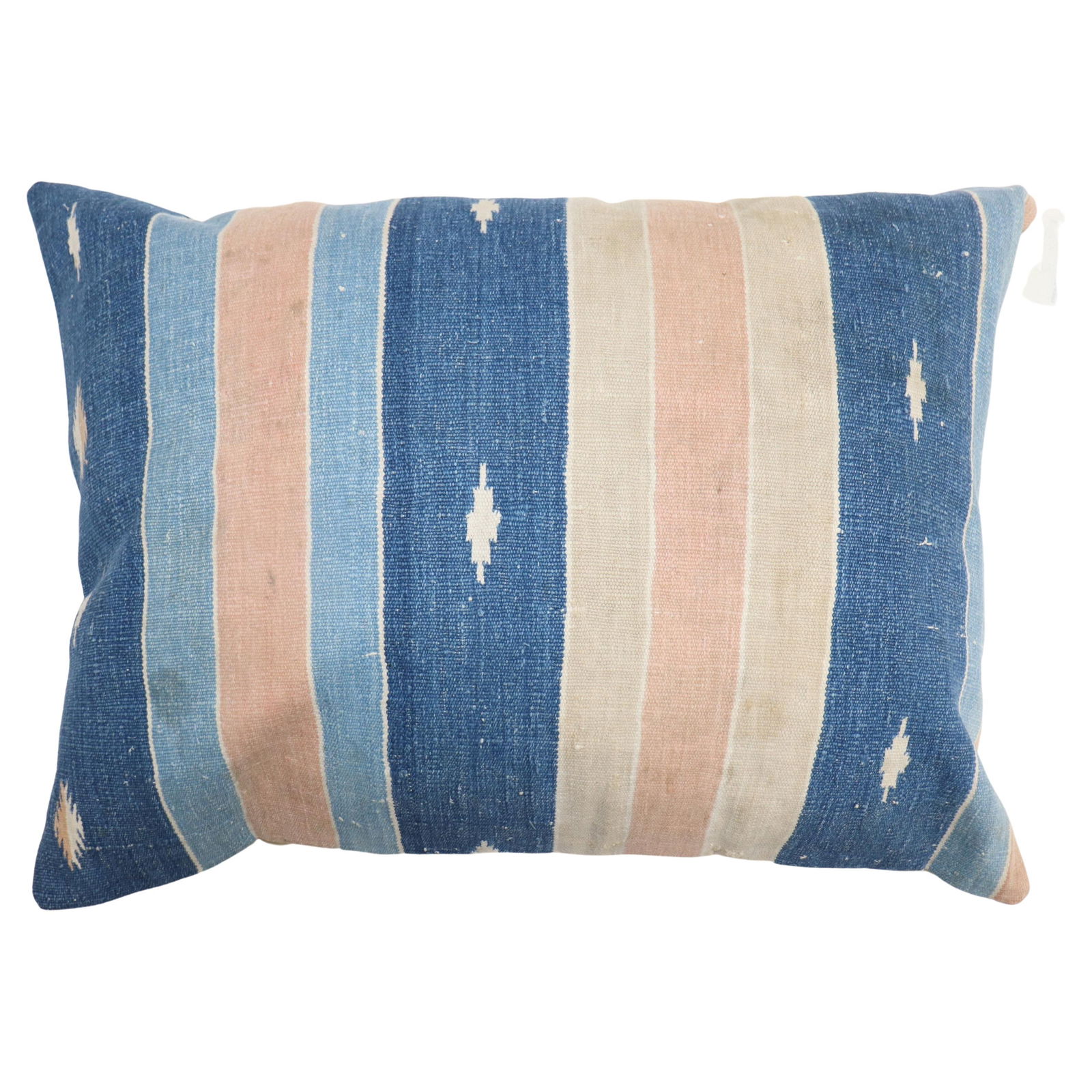 Vintage Kilim Style Indian Dhurrie Pillow 17 x 24 inches: Vintage Kilim Style Indian Dhurrie Pillow 17 x 24 inches This exquisite antique Indian Dhurrie pillow showcases the rich textile heritage of India. Crafted from a unique 20th Century Indian Jail Dhurr