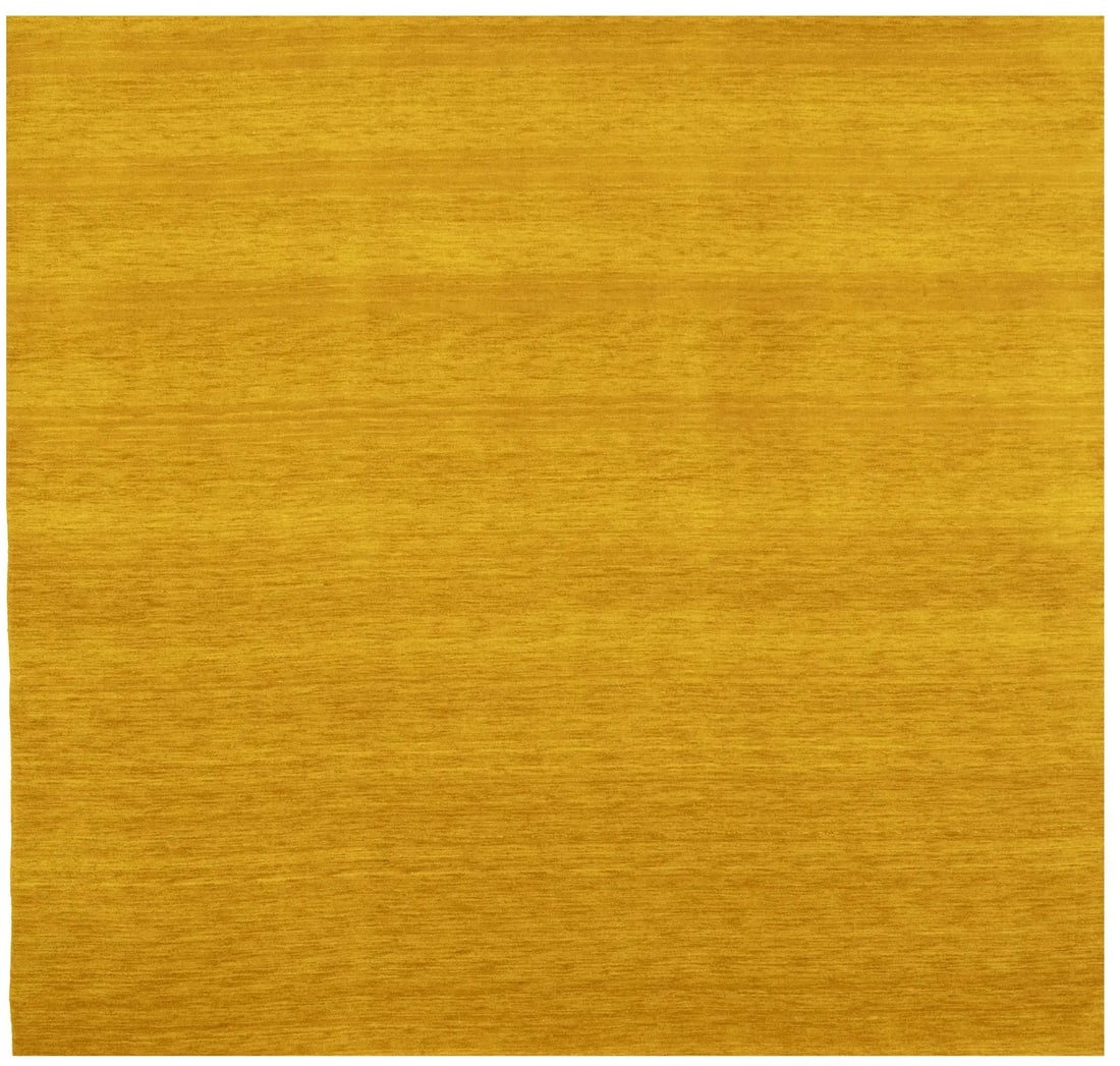 Marigold Hand-Loomed Wool Square Gabbeh Rug Modern Design: Marigold Hand-Loomed Wool Square Gabbeh Rug Modern Design Enhance your living space with this Marigold Solid Design Hand-Loomed Gabbeh Wool Square Rug, perfect for both dining rooms and bedrooms. Meas