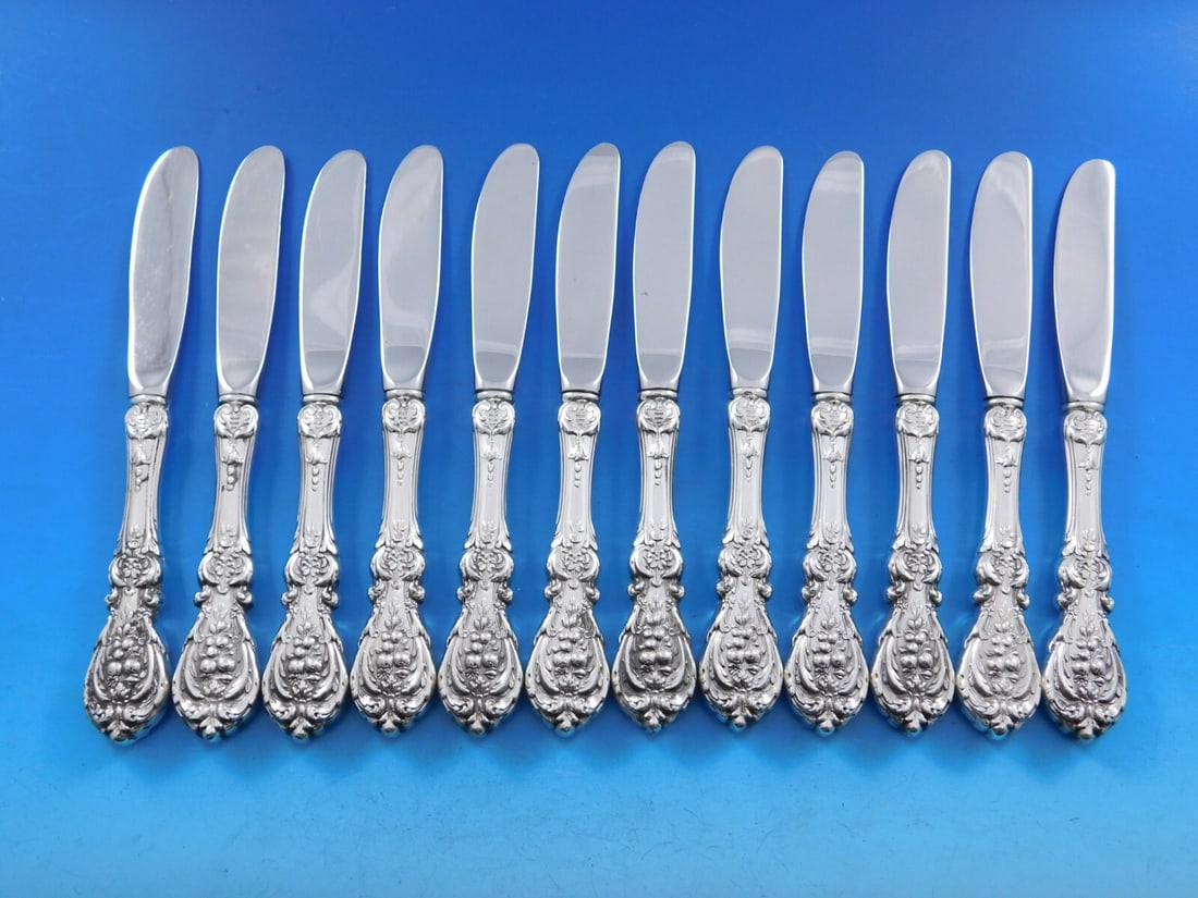 Reed & Barton Francis I Sterling Silver Butter Spreader Set of 12: Reed & Barton Francis I Sterling Silver Butter Spreader Set of 12 Enhance your dining experience with this exquisite set of 12 butter spreaders from Reed & Barton, featuring the elegant Francis I patt