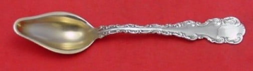 Whiting Louis XV Sterling Silver Goldwashed Melon Spoon Blunt Nose: Whiting Louis XV Sterling Silver Goldwashed Melon Spoon Blunt Nose This exquisite melon spoon features the elegant Louis XV pattern by Whiting, crafted from high-quality sterling silver with a gold wa