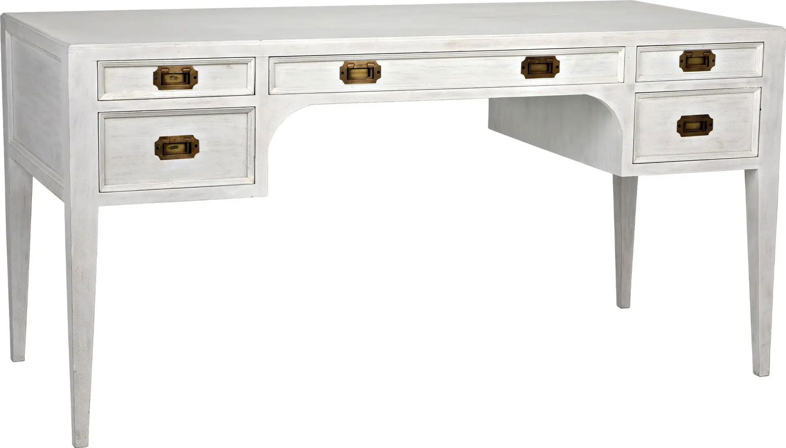Noir Africa White Wash Mahogany Desk with Brass Pulls (1 of 10)