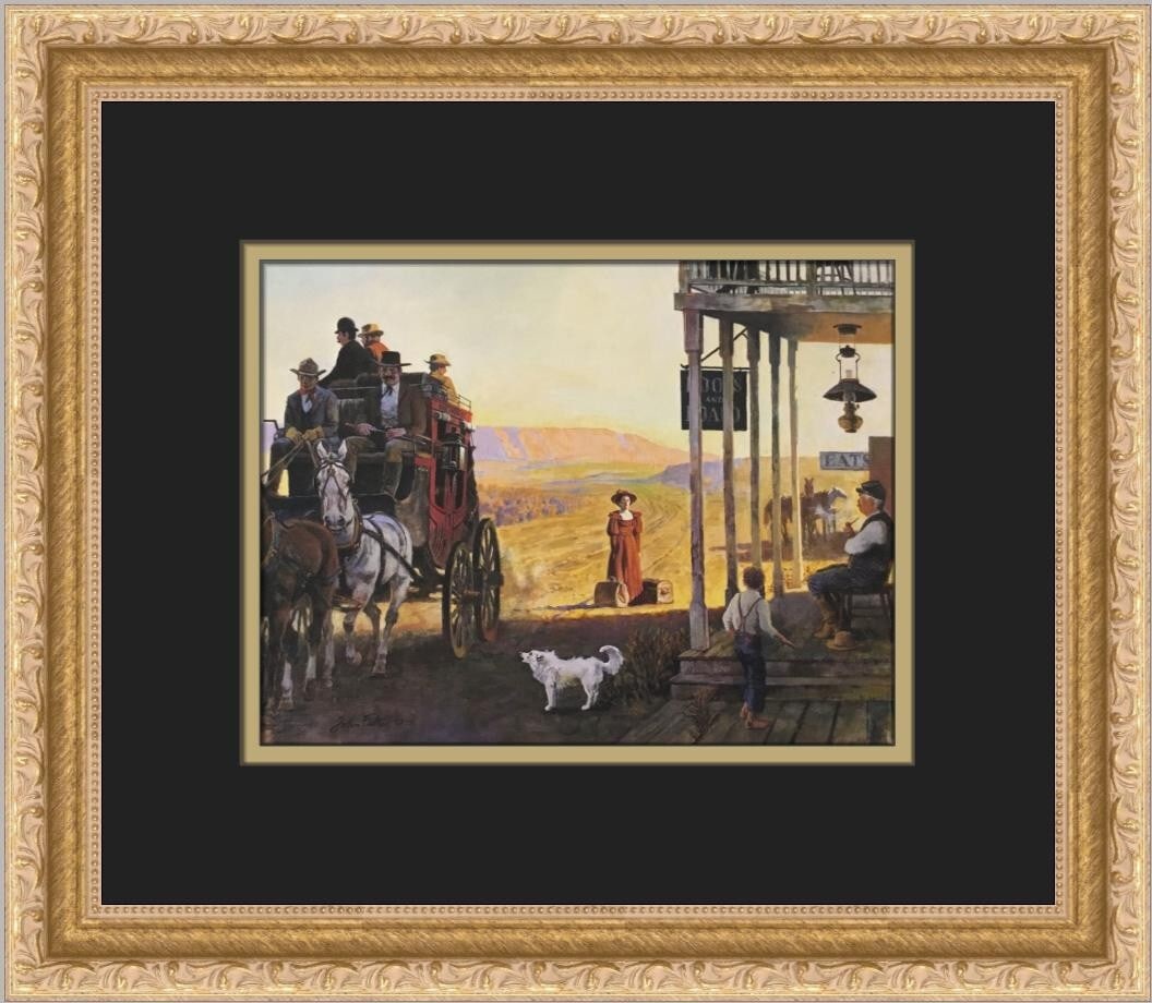 John P Falter The New School Marm Custom Framed Art Print 1987: John P Falter The New School Marm Custom Framed Art Print 1987 This stunning custom framed print titled "The New School Marm" by artist John P Falter beautifully captures the essence of expressionism,