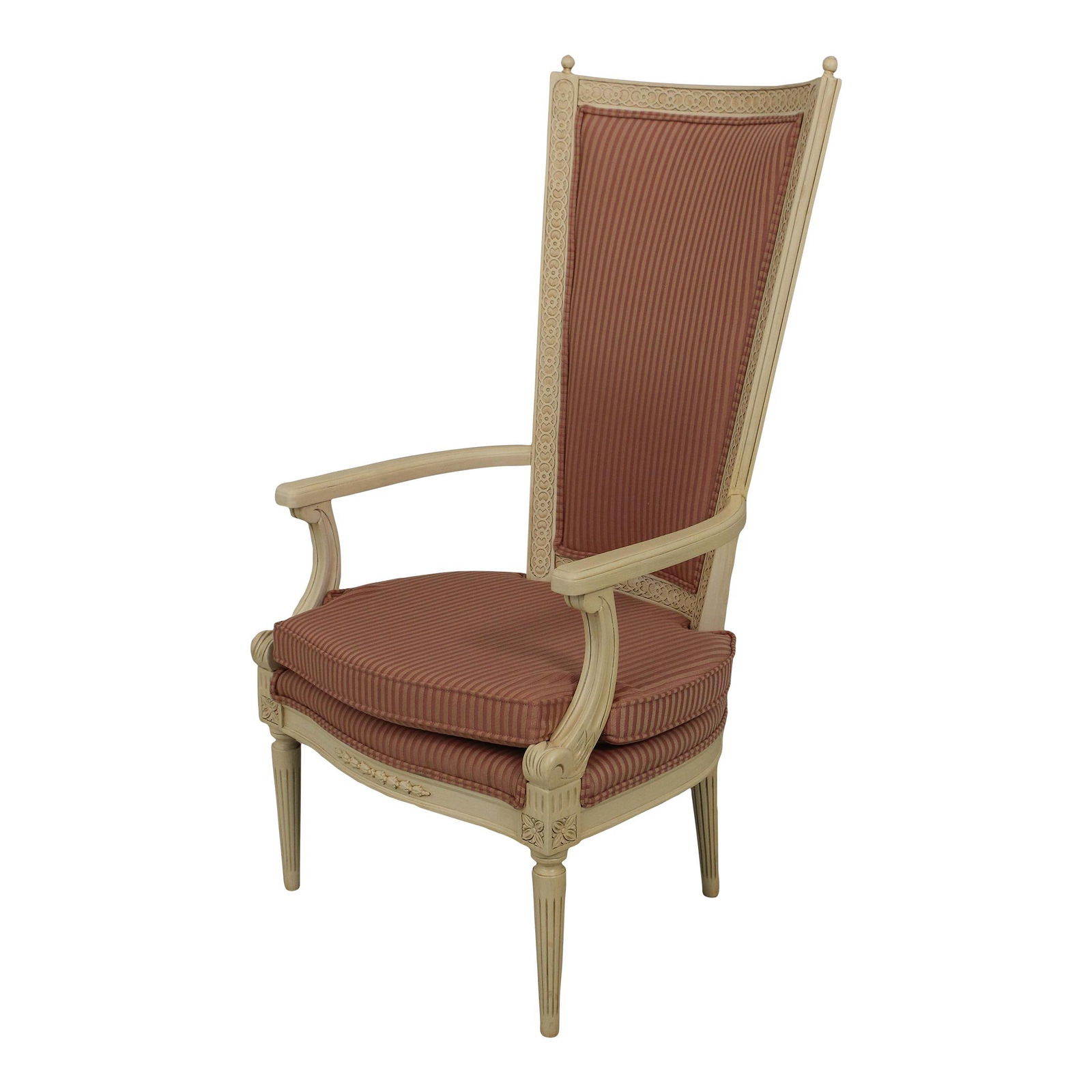 Elegant French Neapolitan High Back Armchair with Striped Upholstery (1 of 10)