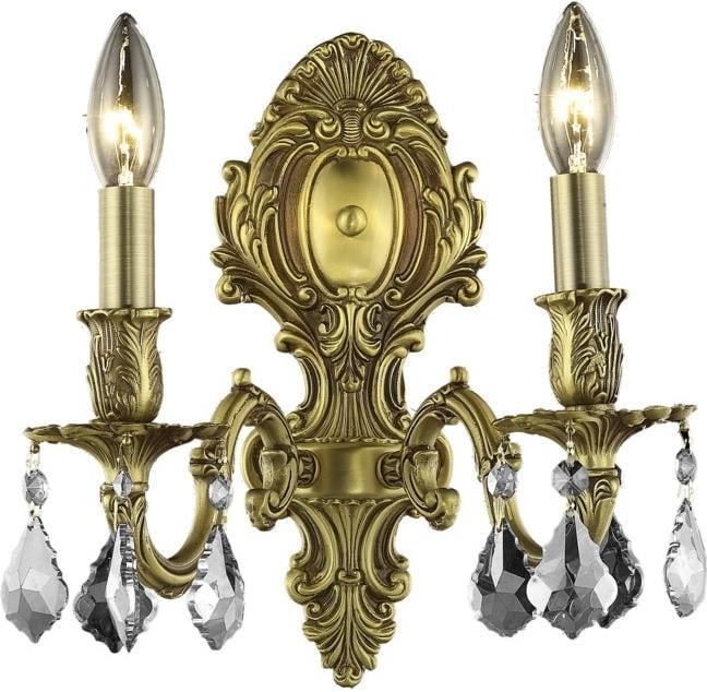 Elegant Lighting Baroque Monarch Wall Sconce 2-Light Crystal French Gold (1 of 1)