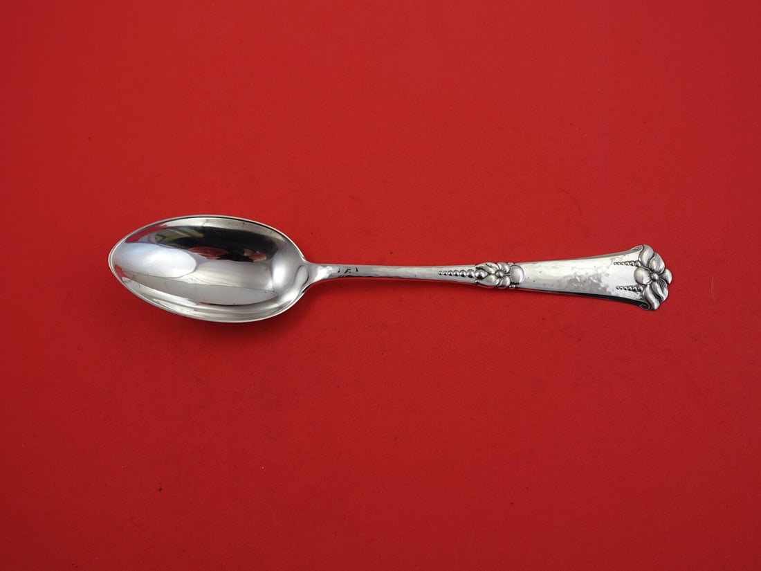 Art Nouveau Danish Sterling Silver Dinner Spoon 1924 Monogrammed 7 3/8": Art Nouveau Danish Sterling Silver Dinner Spoon 1924 Monogrammed 7 3/8" This exquisite Danish Sterling silver dinner spoon showcases the elegant Art Nouveau style, crafted by various makers. The spoon