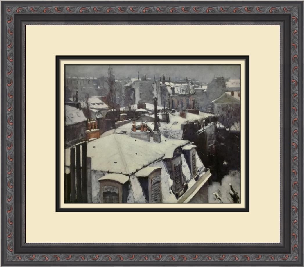 Gustave Caillebotte A View of Rooftops in the Snow Custom Framed Print 13 x 15: Gustave Caillebotte A View of Rooftops in the Snow Custom Framed Print 13 x 15 This custom framed print features Gustave Caillebotte's renowned work, 'A View of Rooftops in the Snow.' Measuring 13 in