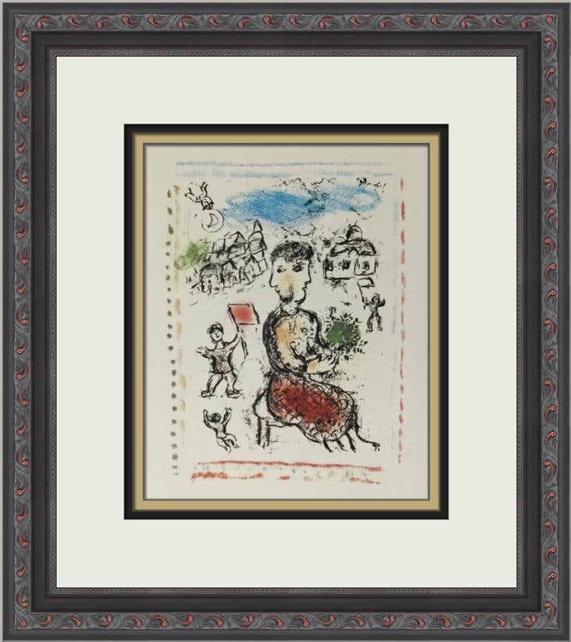 Marc Chagall Preparatory Maquette III Custom Framed Nudes Print: Marc Chagall Preparatory Maquette III Custom Framed Nudes Print This custom framed print titled 'Preparatory Maquette III' by renowned artist Marc Chagall showcases a unique blend of Cubism, Modernism
