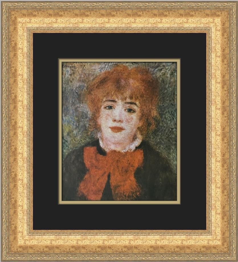Renoir Portrait of Jeanne Samary Custom Framed Print 19 x 17: Renoir Portrait of Jeanne Samary Custom Framed Print 19 x 17 This beautiful custom-framed print features Pierre-Auguste Renoir's renowned artwork, "Portrait of Jeanne Samary." Measuring 19 in x 17 in,