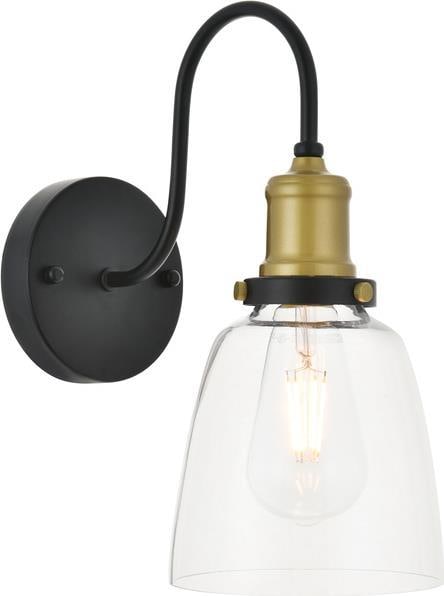 Elegant Lighting Felicity Brass Black Wall Sconce Mid-Century Modern: Elegant Lighting Felicity Brass Black Wall Sconce Mid-Century Modern Illuminate your space with the elegant Brass and Black Wall Sconce from the Felicity Collection. This mid-century modern style ligh
