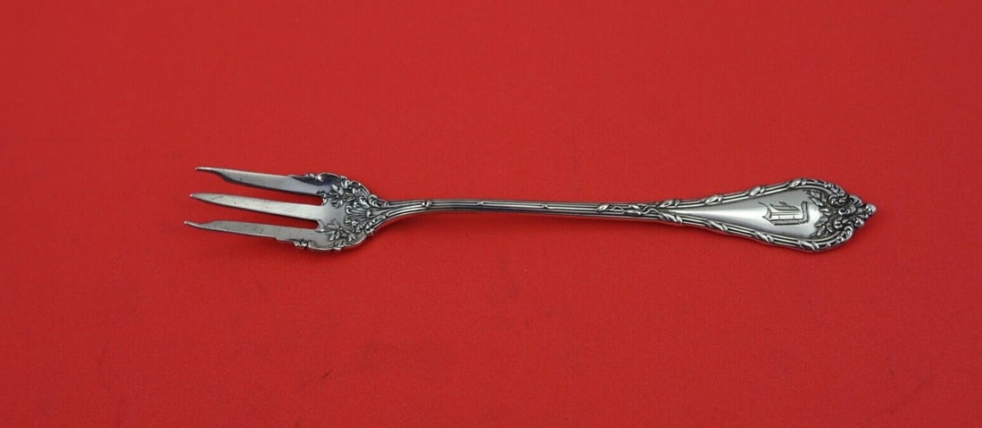 Durgin Madame Royale Sterling Silver Cocktail Fork 5.5" Monogrammed: Durgin Madame Royale Sterling Silver Cocktail Fork 5.5" Monogrammed This exquisite cocktail fork features the elegant Madame Royale pattern by Durgin, crafted from high-quality sterling silver. Measur