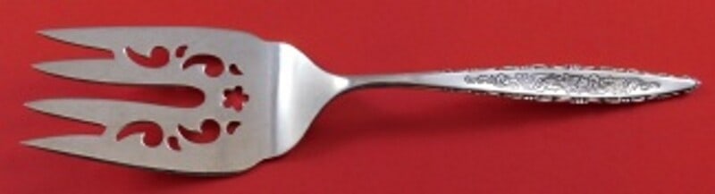 Lunt Floral Lace Sterling Silver 8 Cold Meat Fork Serving Piece: Lunt Floral Lace Sterling Silver 8 Cold Meat Fork Serving Piece This exquisite 8" cold meat fork from Lunt features the elegant Floral Lace pattern, crafted from high-quality sterling silver. This ser