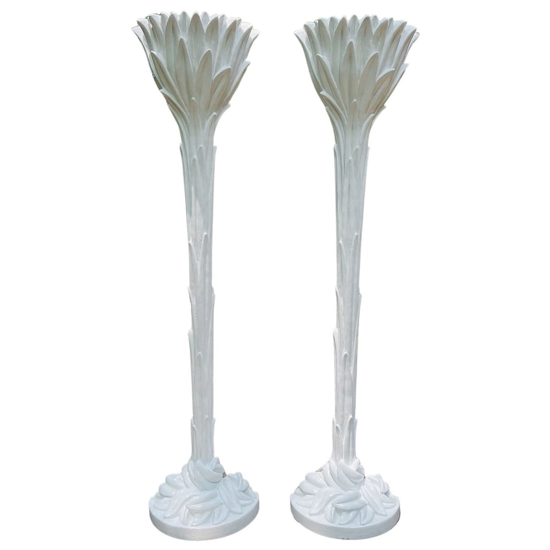 Serge Roche Vintage Palm Tree Torchiere Lamps Set of 2 France 1930s: Serge Roche Vintage Palm Tree Torchiere Lamps Set of 2 France 1930s Enhance your interior space with this exquisite pair of vintage palm tree torchiere lamps by Serge Roche, crafted in the 1930s in Fr