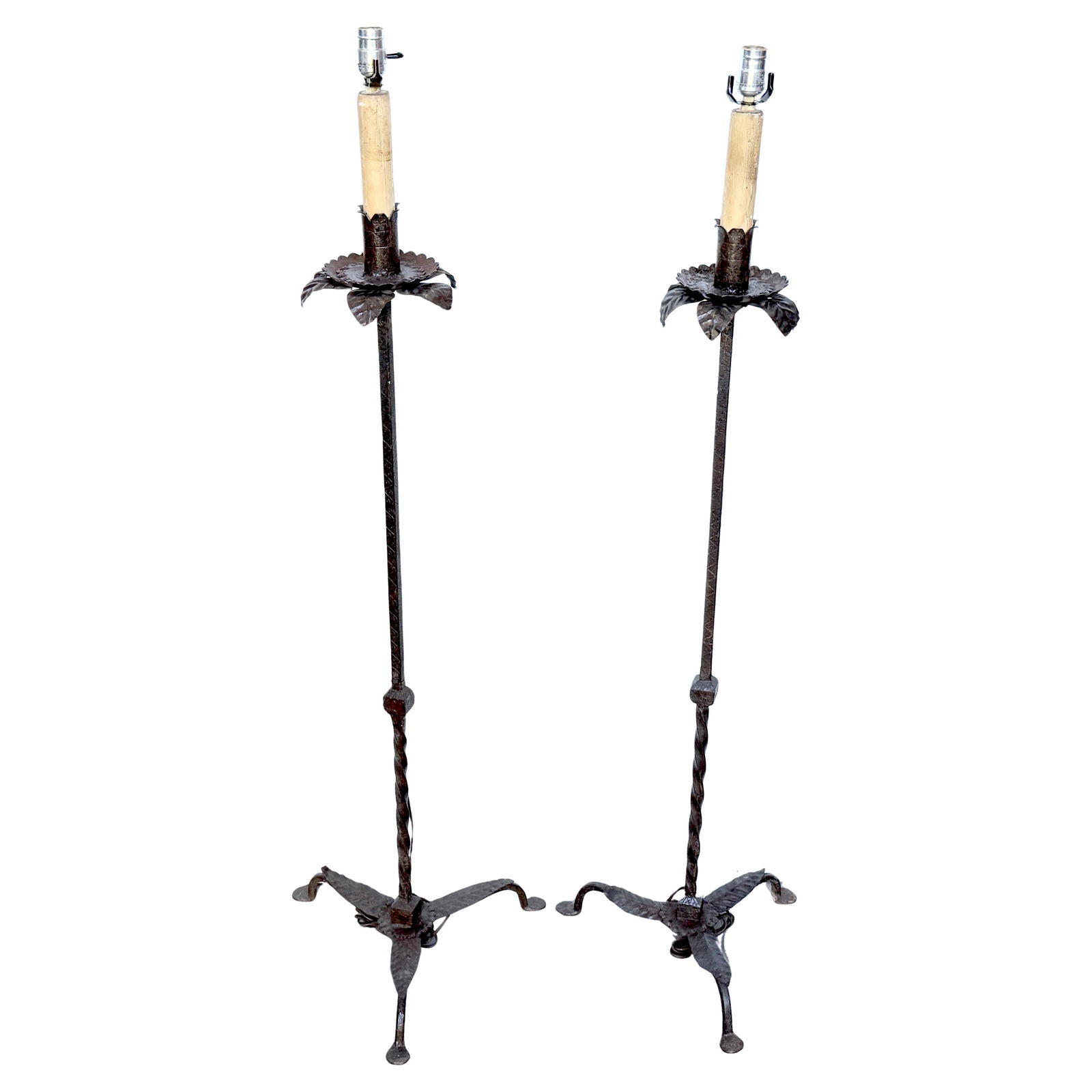 Set of Two Wrought Iron Spanish Revival Floor Lamps Attributed to Addison Mizner: Set of Two Wrought Iron Spanish Revival Floor Lamps Attributed to Addison Mizner This pair of Spanish Colonial Revival wrought iron floor lamps is attributed to Addison Mizner and dates to the 1920s.