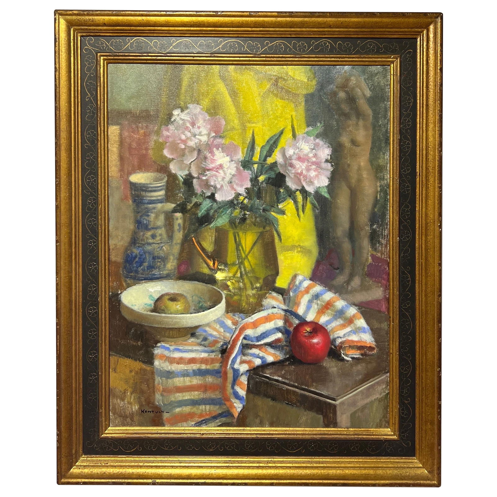 Bela Kontuly Oil on Canvas Nude & Still Life Painting 37.5 x 31.25 in Hungary: Bela Kontuly Oil on Canvas Nude & Still Life Painting 37.5 x 31.25 in Hungary This stunning oil on canvas artwork titled "Nude & Still Life" was created by Hungarian artist Bela Kontuly, who lived fro