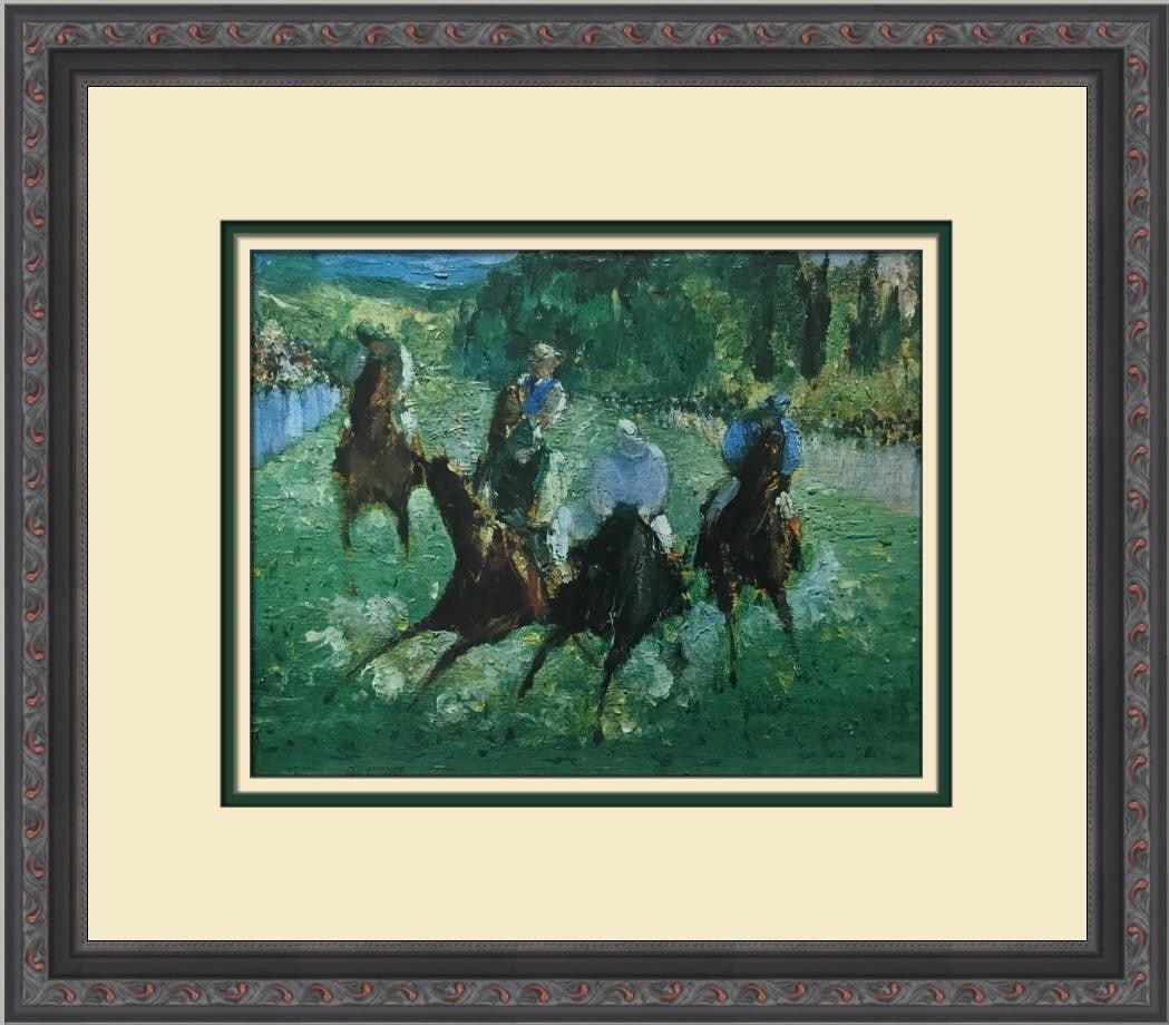 Edouard Manet Races at Longchamp Custom Framed Lithograph Print: Edouard Manet Races at Longchamp Custom Framed Lithograph Print This custom framed print by Edouard Manet titled 'Races at Longchamp' showcases the artist's Impressionist style. Created in 1973, this