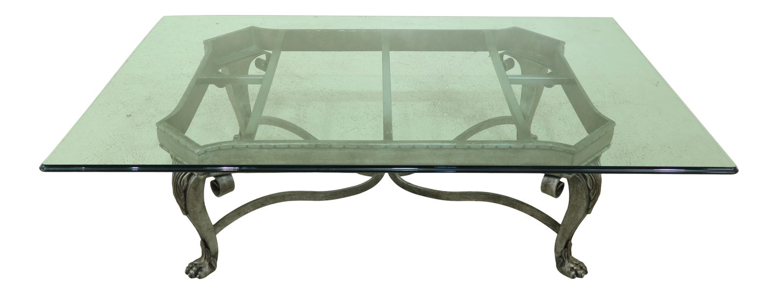 Elegant Modern Regency Coffee Table with Glass Top and Paw Feet (1 of 8)