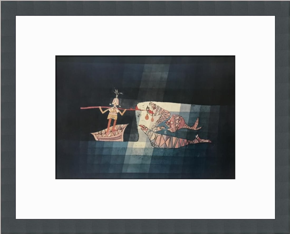 Paul Klee Scene Comic Opera Fantasy The Seafarer Custom Framed Print: Paul Klee Scene Comic Opera Fantasy The Seafarer Custom Framed Print This exquisite custom framed print features the captivating artwork "Scene Comic Opera Fantasy The Seafarer" by Paul Klee, celebrat