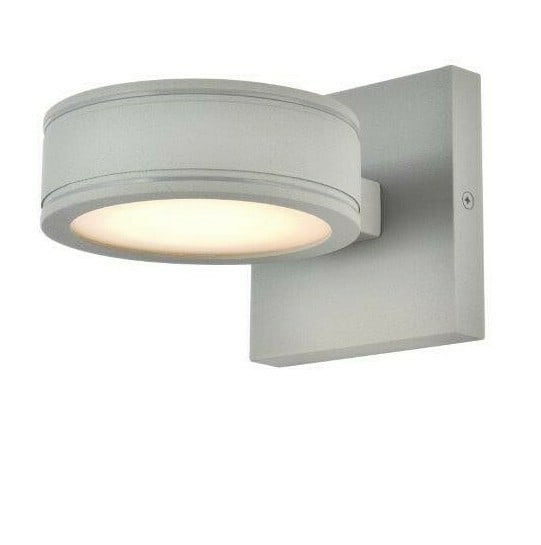 Living District Raine Silver LED Outdoor Wall Light Waterproof Modern Sconce: Living District Raine Silver LED Outdoor Wall Light Waterproof Modern Sconce This modern outdoor wall sconce features integrated LED lighting and a sleek silver finish, making it ideal for patios, gar
