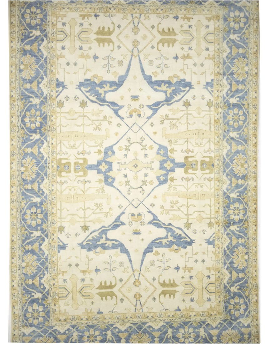 Rare 13x20 ft Handmade Oushak Floral Wool Area Rug for Living Room: Rare 13x20 ft Handmade Oushak Floral Wool Area Rug for Living Room Elevate your living space with this exquisite 13'0 x 20'6 Handmade Oushak Floral Wool Rug. Crafted in India, this unique piece