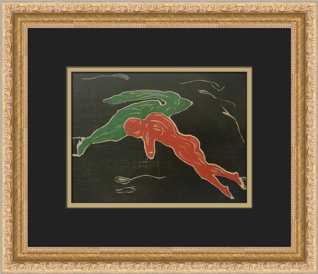 Edvard Munch Meeting in Infiniti Custom Framed Print 1977 Expressionism Art: Edvard Munch Meeting in Infiniti Custom Framed Print 1977 Expressionism Art This captivating print titled "Meeting in Infiniti" by renowned artist Edvard Munch captures the essence of expressionism an