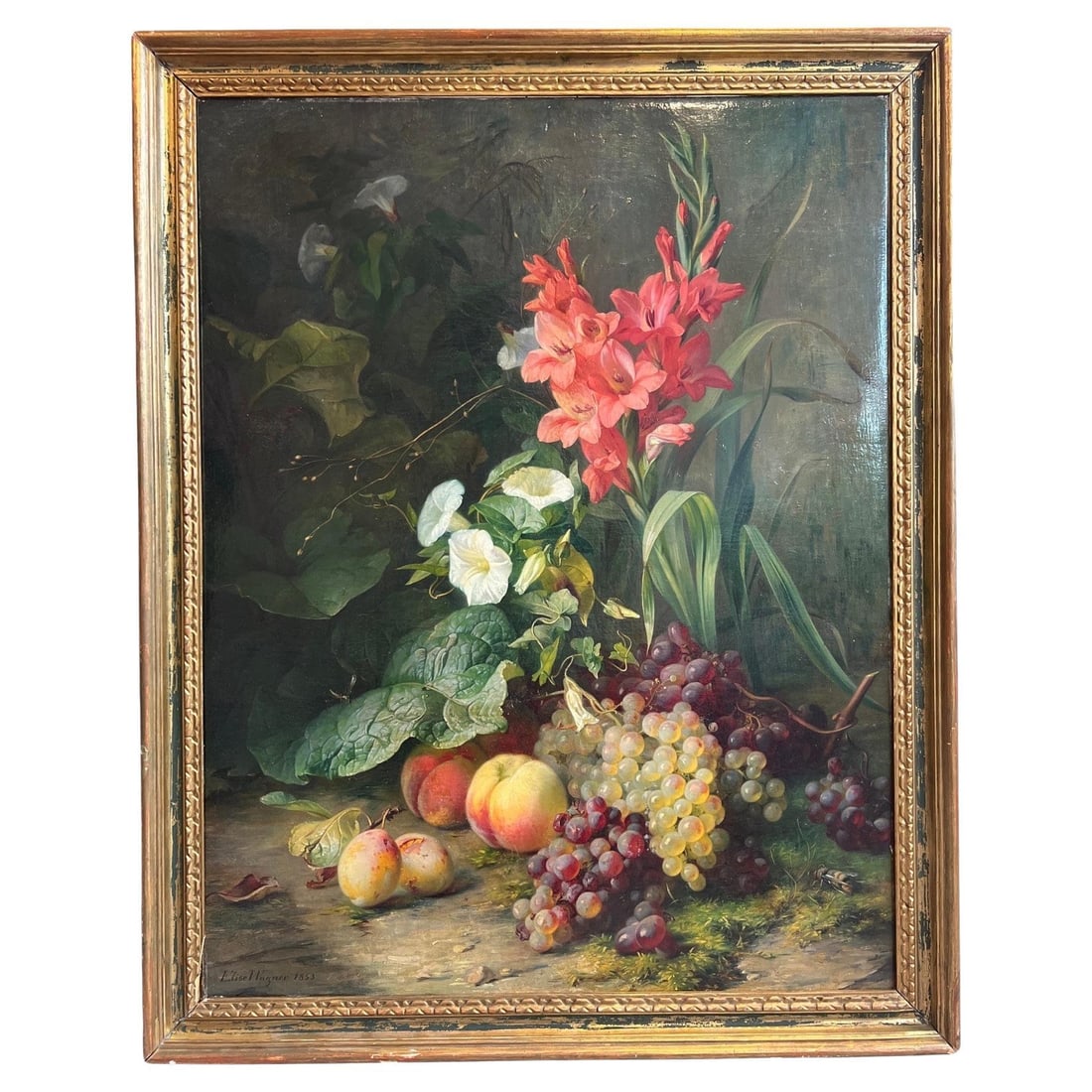 Elise Puyroche-Wagner Floral Painting C. 1853 Renaissance Revival Oil on Canvas: Elise Puyroche-Wagner Floral Painting C. 1853 Renaissance Revival Oil on Canvas Experience the beauty of nature captured in this exquisite oil painting by Elise Puyroche-Wagner, a notable German artis