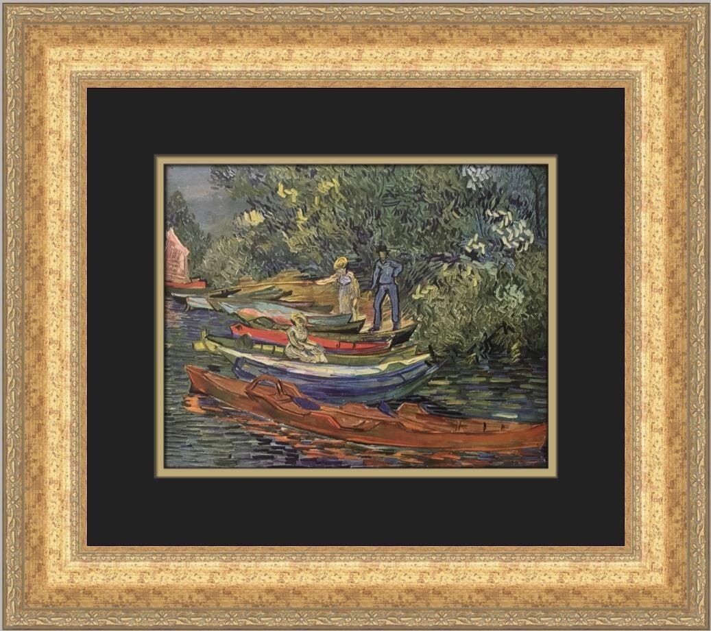 Vincent Van Gogh Rowing-Boats Custom Framed Print 17x19 Art: Vincent Van Gogh Rowing-Boats Custom Framed Print 17x19 Art This custom framed print features Vincent Van Gogh's iconic artwork titled "Rowing-Boats." Measuring 19 inches in length and 17 inches in he