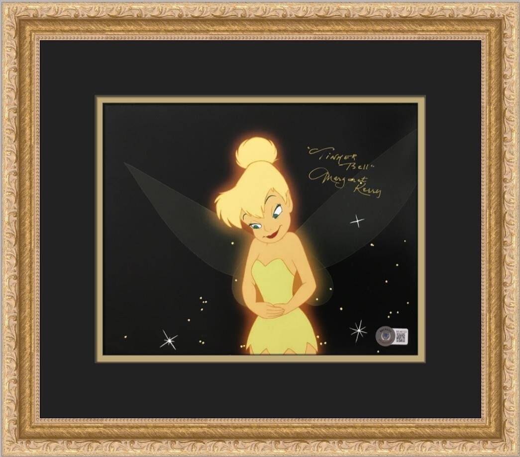Margaret Kerry Tinker Bell Signed 8x10 Photo Custom Framed Beckett COA: Margaret Kerry Tinker Bell Signed 8x10 Photo Custom Framed Beckett COA This beautiful custom-framed photograph features Margaret Kerry's signature, known for her portrayal of Tinker Bell in the movie