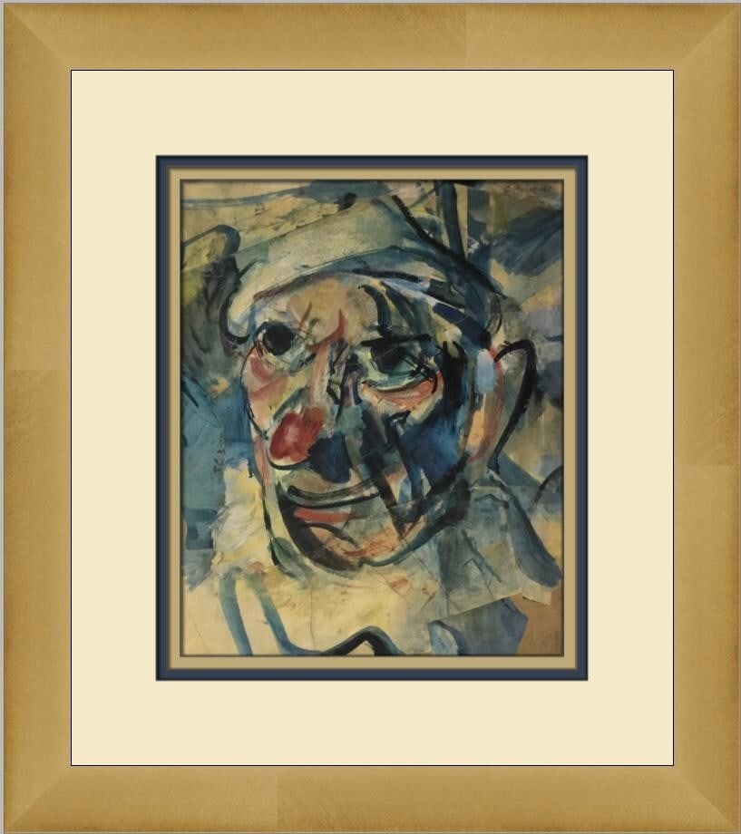 George Rouault The Clown Custom Framed Print 14 x 13 Impressionism: George Rouault The Clown Custom Framed Print 14 x 13 Impressionism This exquisite custom framed print titled "The Clown" is a stunning piece by renowned artist George Rouault, showcasing a captivating