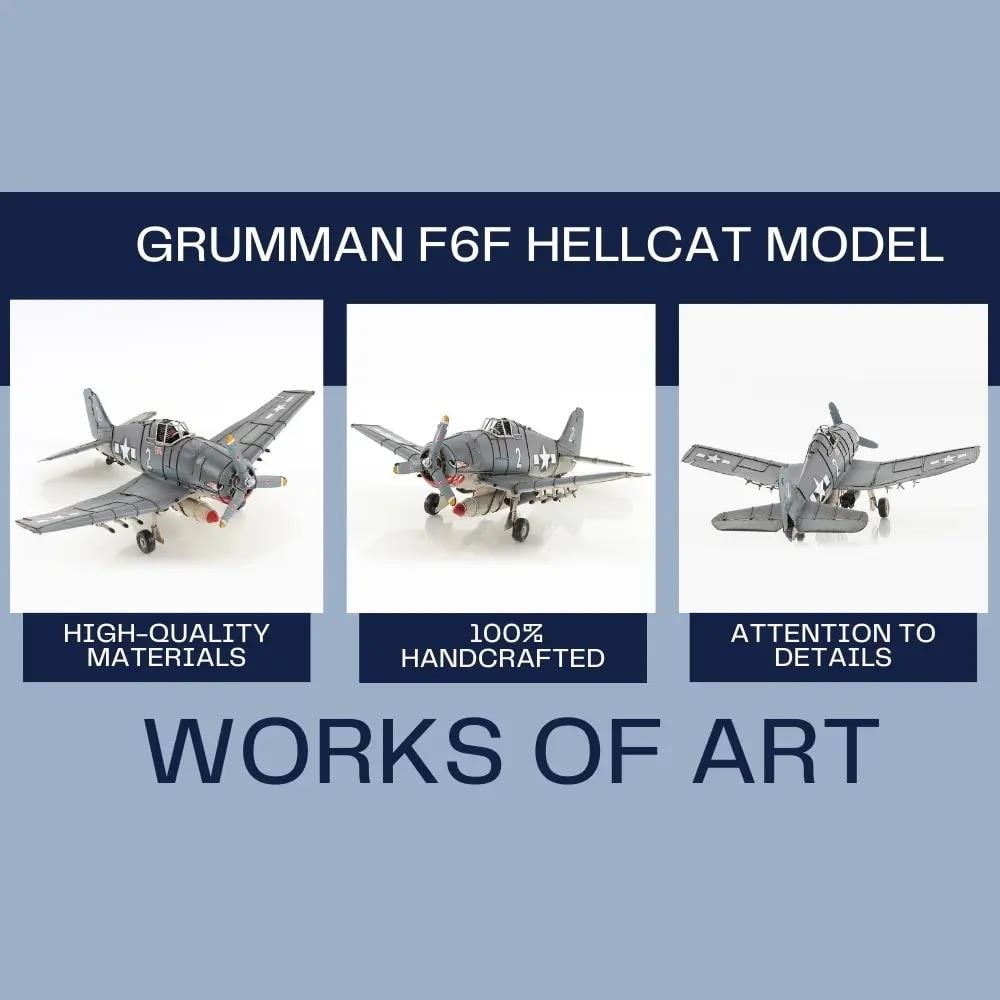 Hand-Crafted 1:40 Scale WWII Grumman F6F Hellcat Model Plane (1 of 14)