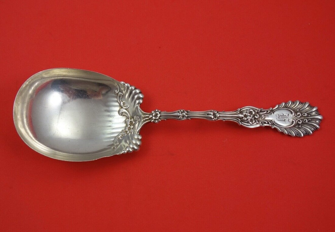 Whiting Radiant Sterling Silver Preserve Spoon 7 3/4" Monogrammed (1 of 2)