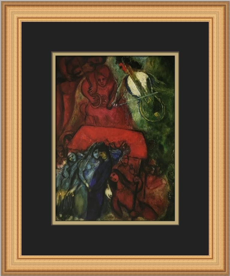 Marc Chagall The Wedding Custom Framed Art Print 1973: Marc Chagall The Wedding Custom Framed Art Print 1973 This stunning print titled 'The Wedding' by Marc Chagall showcases the artist's unique style, blending elements of Cubism, Expressionism, and Impr