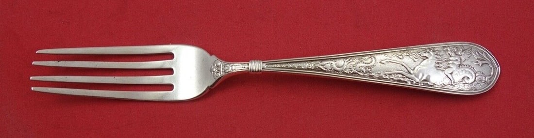 Gorham Aurora Sterling Silver Fork 6 3/4 Inch Heirloom Flatware: Gorham Aurora Sterling Silver Fork 6 3/4 Inch Heirloom Flatware This exquisite fork is part of the Aurora pattern by Gorham, crafted from high-quality sterling silver. Measuring 6 3/4 inches, it showc