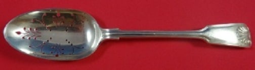 James Robinson Sterling Silver Fiddle Thread Shell Serving Spoon 9 3/4" (1 of 1)