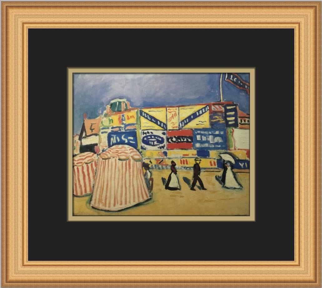 Framed Offset Lithograph Print Posters at Trouville by Albert Marquet 11 x 13: Framed Offset Lithograph Print Posters at Trouville by Albert Marquet 11 x 13 This is a professionally custom-framed open edition print titled "Posters at Trouville" by Albert Marquet. Produced using