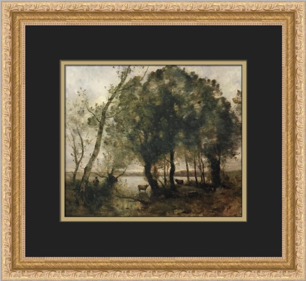 Jean-Baptiste-Camille Corot The Lake Custom Framed Lithograph Art Print: Jean-Baptiste-Camille Corot The Lake Custom Framed Lithograph Art Print Discover the beauty of Jean-Baptiste-Camille Corot's artwork with this exquisite custom framed print titled "The Lake." This med