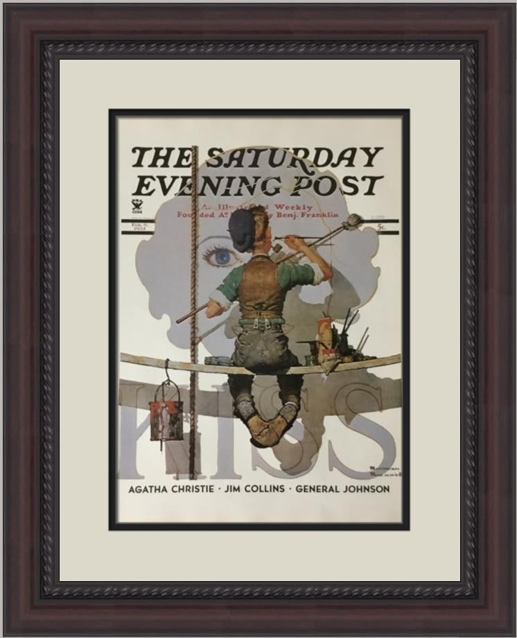 Norman Rockwell The Sign Painter Custom Framed Art Print 1979 Americana: Norman Rockwell The Sign Painter Custom Framed Art Print 1979 Americana This stunning custom framed print titled "The Sign Painter" by renowned artist Norman Rockwell captures the essence of Americana