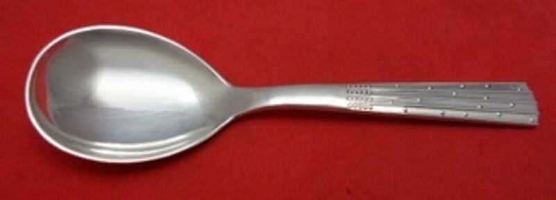 Orla Vagn Mogensen Champagne Sterling Silver Sugar Spoon 5 3/8 inches: Orla Vagn Mogensen Champagne Sterling Silver Sugar Spoon 5 3/8 inches This exquisite sugar spoon, crafted in sterling silver, features the elegant Champagne pattern designed by Orla Vagn Mogensen. Mea