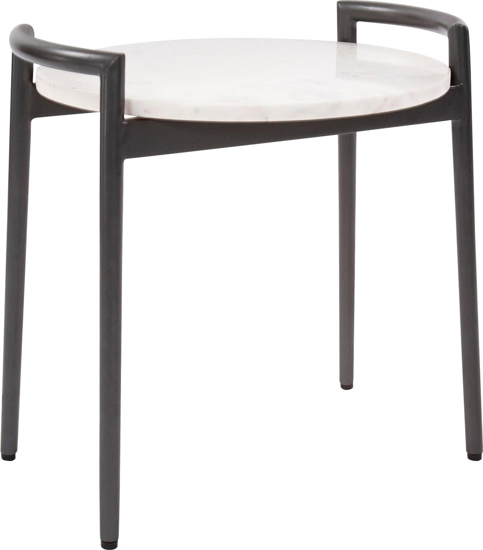 Howard Elliott Chic Round Marble Side Table Matte White Contemporary: Howard Elliott Chic Round Marble Side Table Matte White Contemporary Elevate your living space with this Chic Round Marble Top Side Table by Howard Elliott. This contemporary style table features a