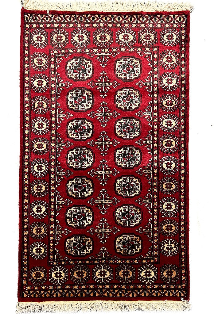 Handmade Bokara Area Rug 2.7 x 4 Red Black Wool: Handmade Bokara Area Rug 2.7 x 4 Red Black Wool Free continental US Shipping Introducing the Handmade Bokara Rug, a stunning representation of traditional craftsmanship and timeless elegance. This exq