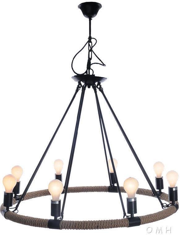 Rustic Rope Pendant Lamp 8 Bulbs 32H 37W 32D (1 of 4)