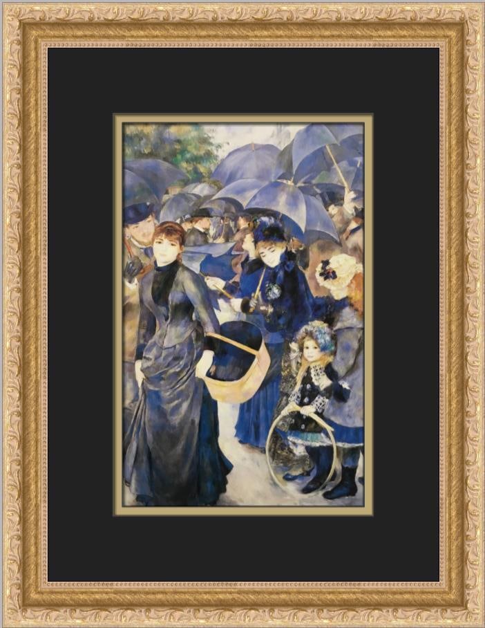 Pierre-Auguste Renoir The Umbrellas Custom Framed Lithograph Print: Pierre-Auguste Renoir The Umbrellas Custom Framed Lithograph Print This exquisite custom framed print features Pierre-Auguste Renoir's iconic work, The Umbrellas. The print, produced using offset lith