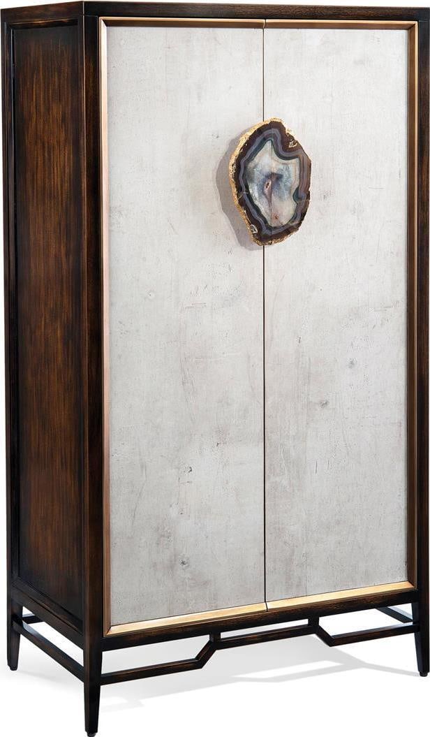 John-Richard Anzu Wood Cabinet Geode Gold Leaf Finish: John-Richard Anzu Wood Cabinet Geode Gold Leaf Finish Elevate your living space with the Anzu Cabinet, a stunning piece that combines functionality with elegance. This transitional style wood cabinet