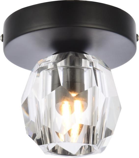 Eren 1 Light Flush-Mount Ceiling Lamp Crystal Glass UL-Listed: Eren 1 Light Flush-Mount Ceiling Lamp Crystal Glass UL-Listed Illuminate your space with the Eren 1 Light Black Crystal Ceiling Lamp, a stunning flush-mount light fixture. This transitional style lamp
