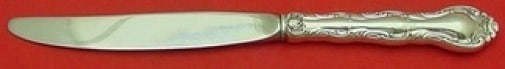Alvin French Scroll Sterling Silver Dinner Knife 9 5/8 Inch: Alvin French Scroll Sterling Silver Dinner Knife 9 5/8 Inch This exquisite dinner knife features the elegant French Scroll pattern by Alvin, crafted from high-quality sterling silver. The knife boasts