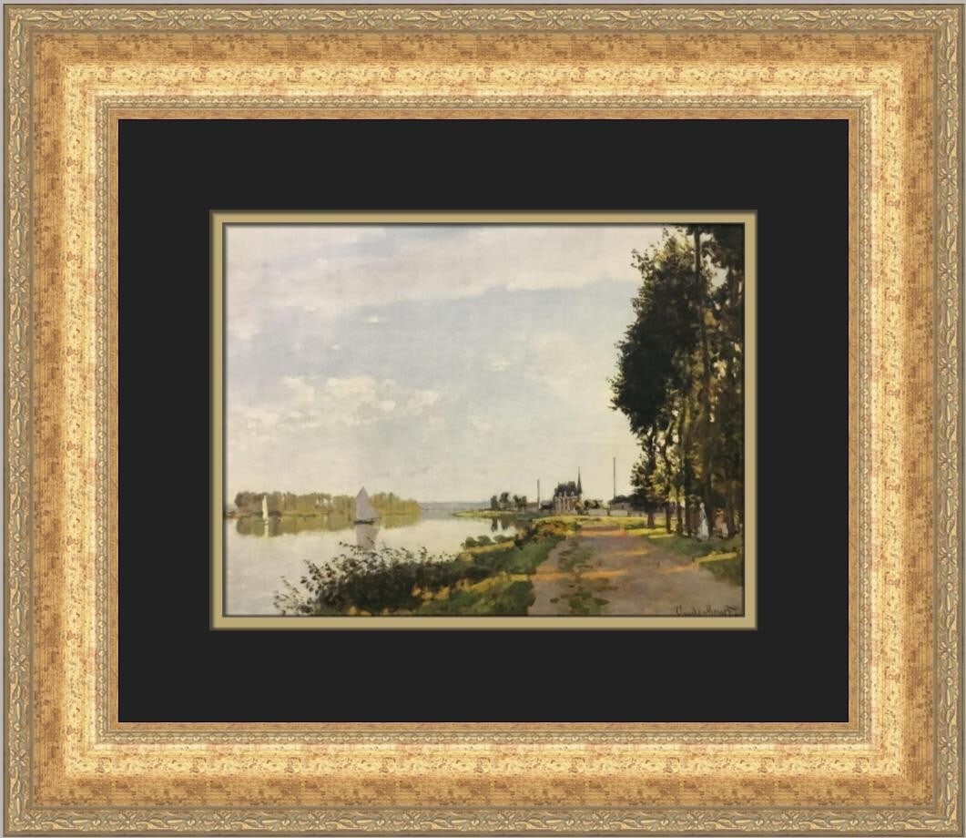 Claude Monet Riverside Walk Custom Framed Art Print 1987: Claude Monet Riverside Walk Custom Framed Art Print 1987 Capture the essence of Claude Monet's artistry with this beautifully custom framed print of "Riverside Walk at Argenteuil." Measuring 17" x 19"