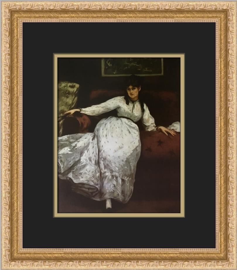 Edouard Manet Portrait Of Berthe Morisot Custom Framed Print 15x13: Edouard Manet Portrait Of Berthe Morisot Custom Framed Print 15x13 This custom framed print features Edouard Manet's iconic work, 'Portrait Of Berthe Morisot'. Measuring 15 in x 13 in overall, the pri