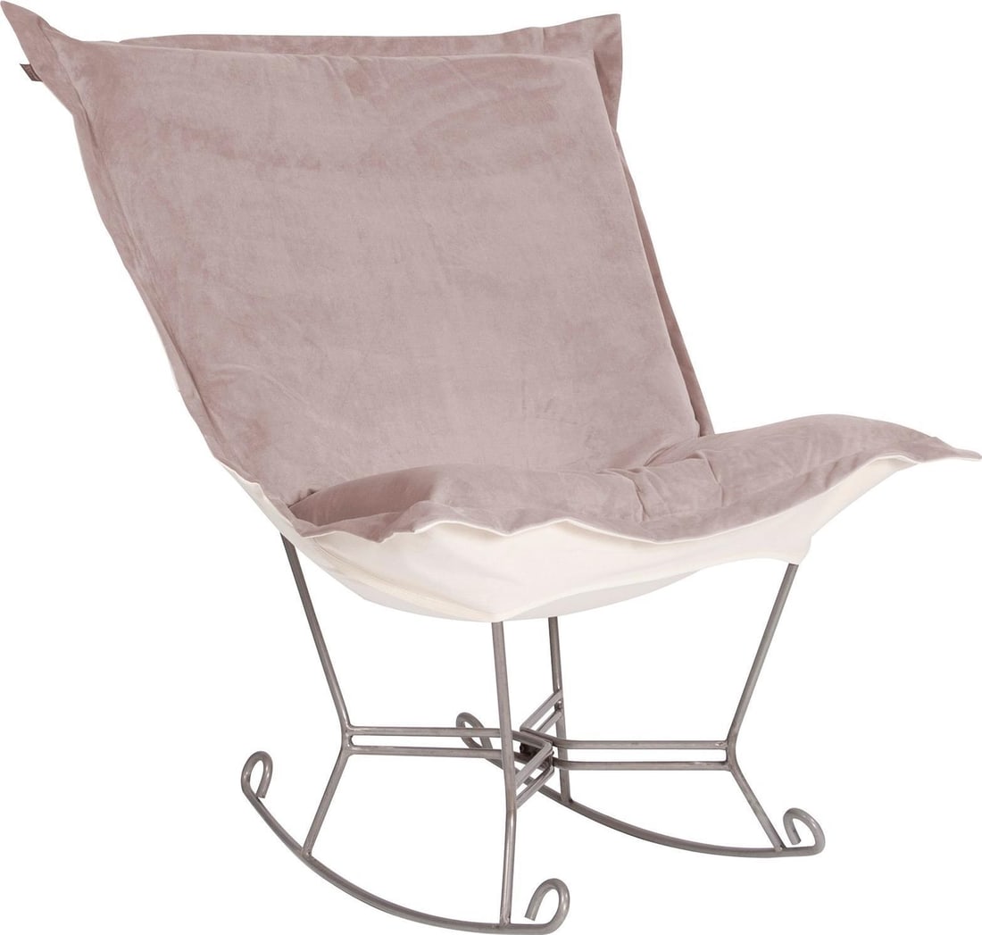 Howard Elliott Bella Hand-Finished Gray Scroll Puff Rocker: Howard Elliott Bella Hand-Finished Gray Scroll Puff Rocker Experience ultimate relaxation with this hand-finished Gray Puff Rocker, a perfect addition to your living space. Designed in a transitional
