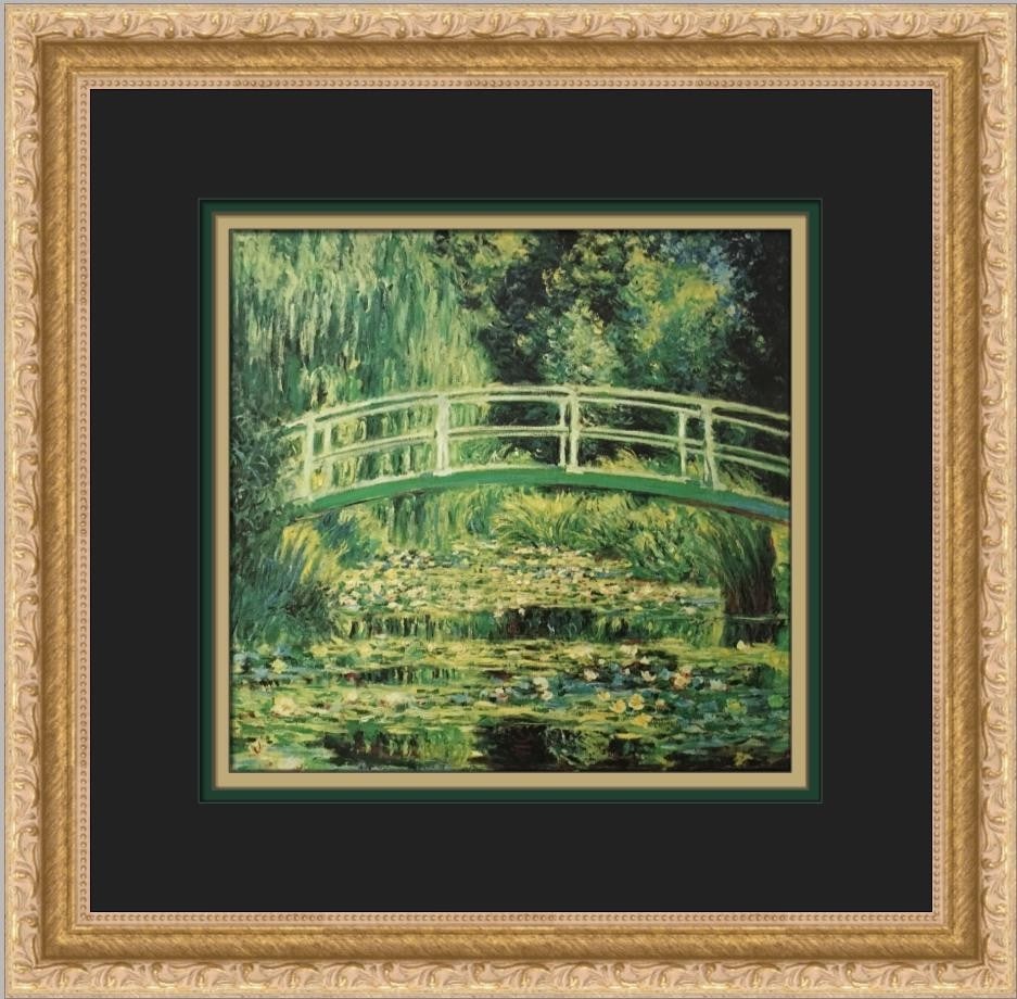 Claude Monet The White Water-Lilies Japanese Bridge Custom Framed Print 14x14: Claude Monet The White Water-Lilies Japanese Bridge Custom Framed Print 14x14 This stunning custom framed print features Claude Monet's iconic artwork, "The White Water-Lilies and Japanese Bridge." Me